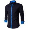 Épissage design Turn-Down Collar manches longues - Bleu et Noir 2XL