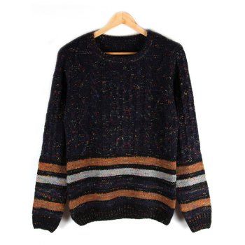 [17% OFF] 2021 Crew Neck Striped Cable-Knit Sweater In BLACK | DressLily