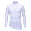 Slim-Fit stand Collar Half Button Up Shirt - Blanc 2XL