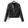 PU Leather Buttons Short Jacket - BLACK L