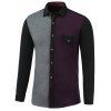 Color Block Spliced ​​Épaissir col rabattu Fleece Shirt - Pourpre XL