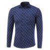 Motif Argyle Pocket Turn-Down Collar Fleece Shirt - Cadetblue M