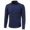Colorful bloc Motif Pocket Turn-Down Collar Fleece Shirt - Cadetblue L