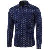 Polka Dot et Spiral Print Turn-Down Collar Fleece Shirt - Cadetblue XL