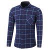 Pocket Motif Plaid Tournez-Down Collar Fleece Shirt - Cadetblue L