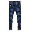 Zipper Fly Stud embellies Narrow Pieds Jeans - Bleu profond 32