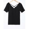 Criss-Cross T-shirt manches courtes - Noir 3XL