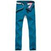 Bouton de jambe droite Pocket Zipper Fly Pantalons simple - Paon Bleu 28