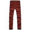 Jambe droite Zipper Fly Bouton Pocket Pants Plaine - Rouge 32