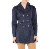 Manteau Slim Fit Double Breasted Trench Dressy - Bleu Violet M