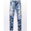 Peinture Patched Splatter Imprimer effiloché Ripped Jeans - Bleu 28