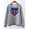 Plus Size Cartoon Tiger Coeur Fleece Sweatshirt - Gris XL