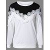 Crochet Color Block Floral T-shirt - Blanc 2XL