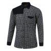 Tartan Splicing design Fleece shirt col rabattu - Noir M
