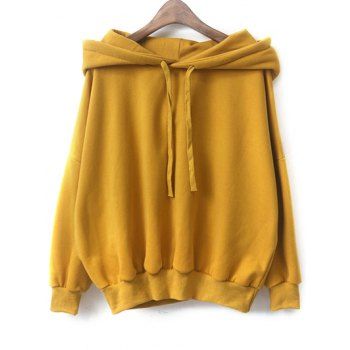 [41% OFF] 2023 Drawstring Fleece Pullover Hoodie In YELLOW | DressLily
