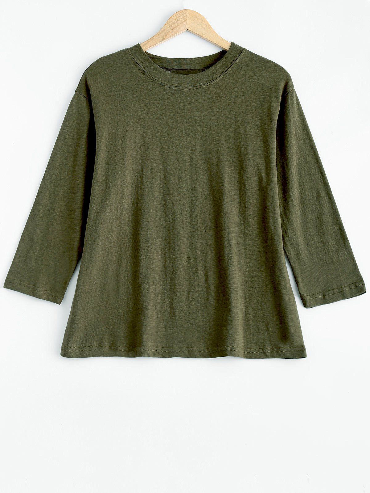 

Plus Size Mock Neck Long Sleeve T-Shirt, Army green