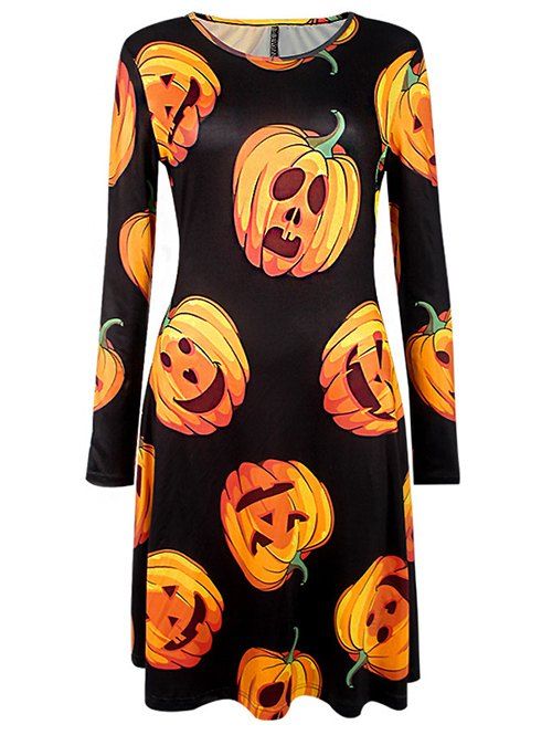 Halloween Pumpkin Robe imprimée - Noir S