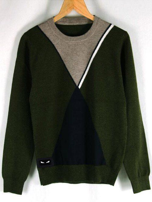 

Rib Hem Criss-Cross Crew Neck Sweater, Green