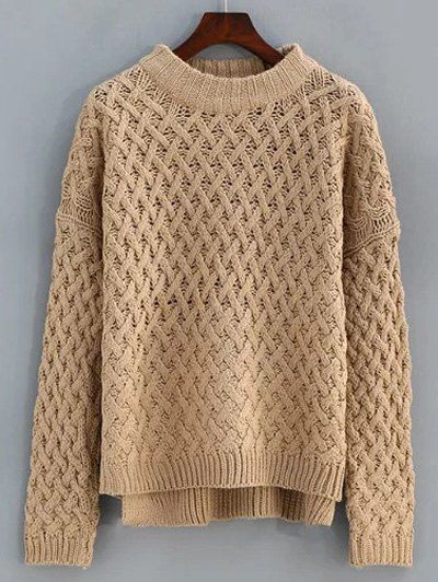 Cable Knit High Low Sweater - Terreux ONE SIZE