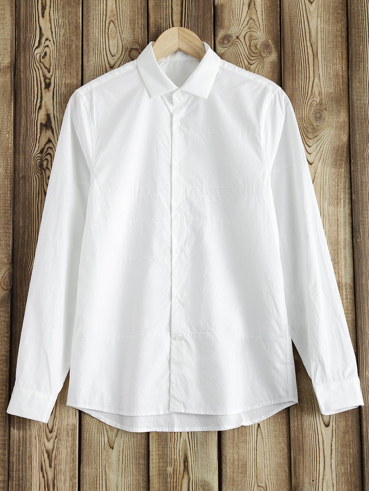 

Topstitched Button Up Shirt, White