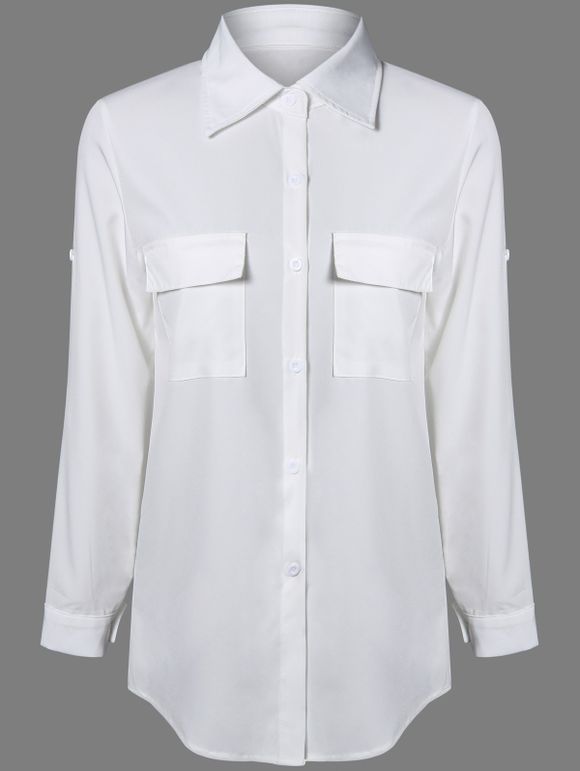 Flap Pocket en mousseline de soie BF Shirt - Blanc ONE SIZE