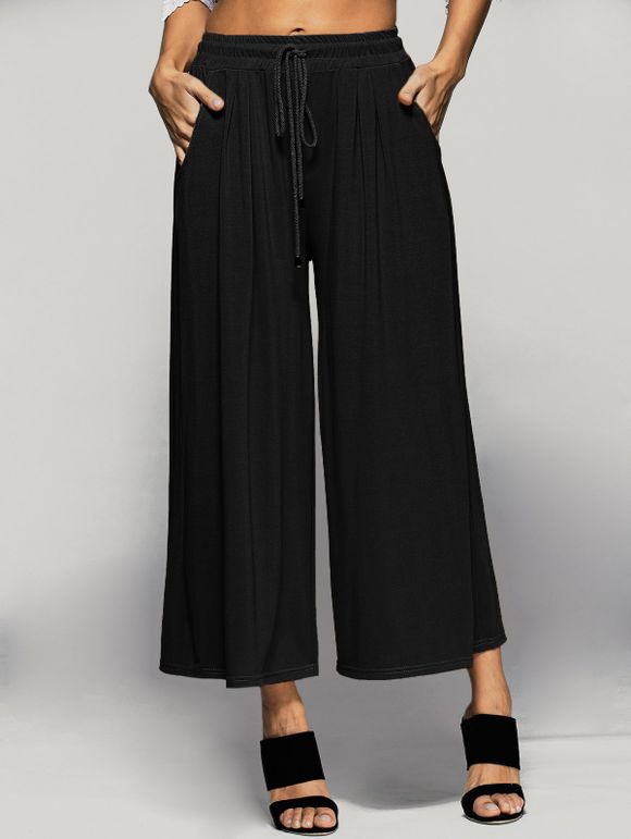 Poches Casual taille élastique Culotte Pantalons - Noir 4XL