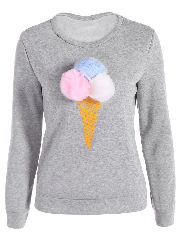 Pompon Ice-Cream Print Sweatshirt - Gris XL
