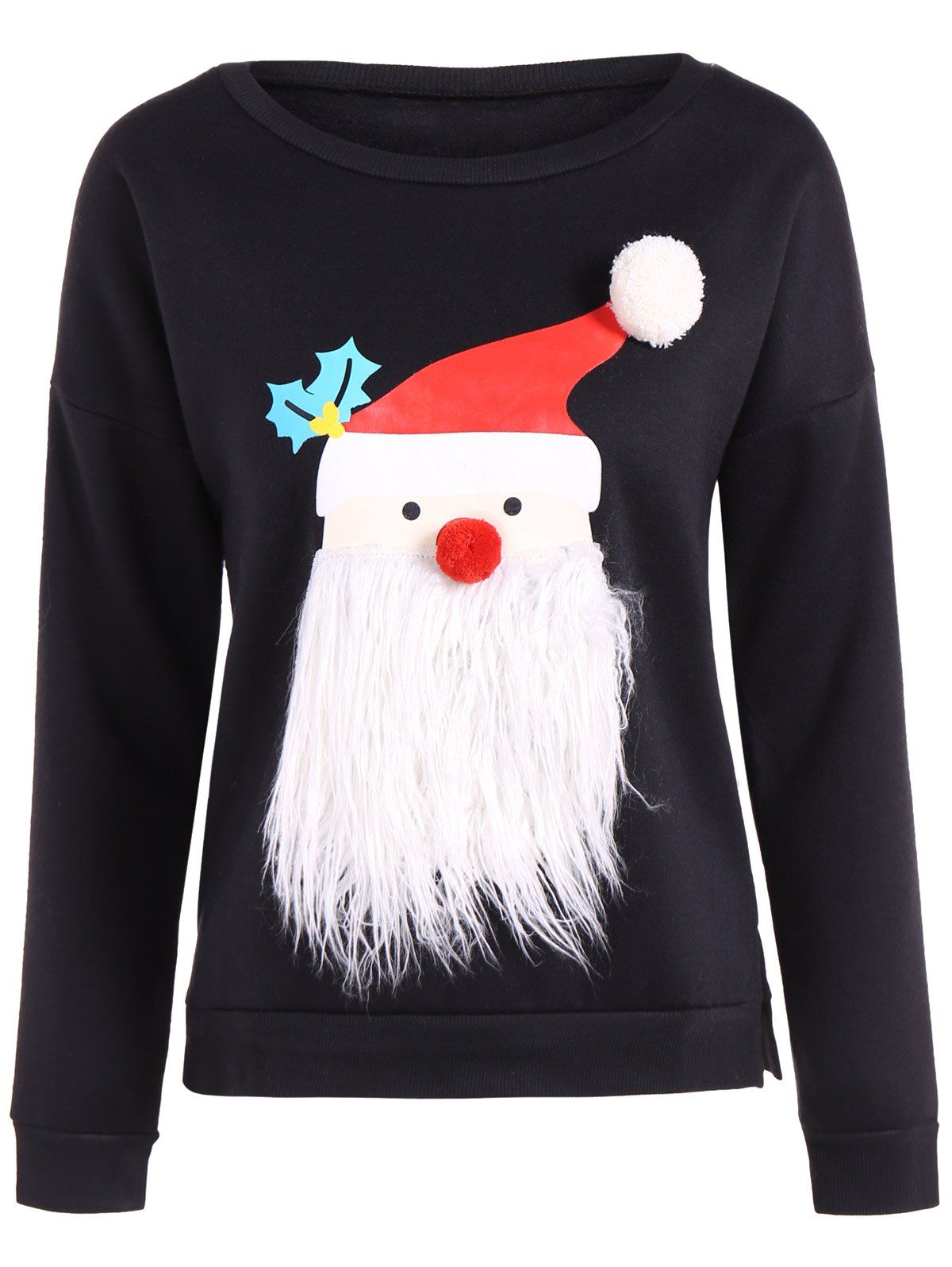 

Santa Claus Side Slit Sweatshirt, Black
