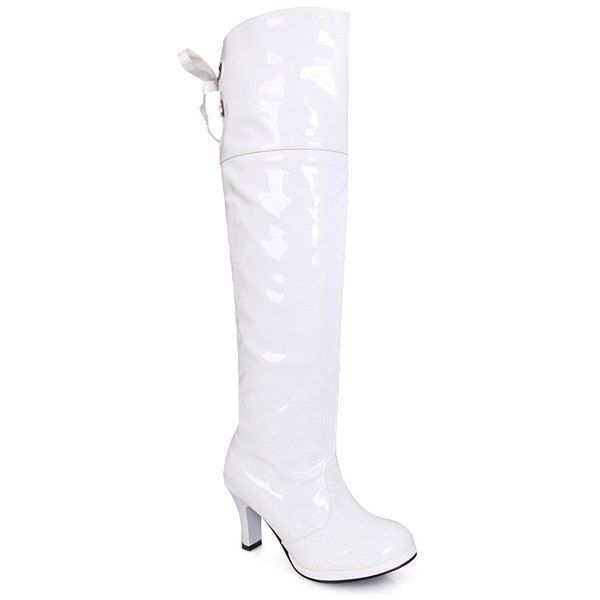 patent leather thigh high boots