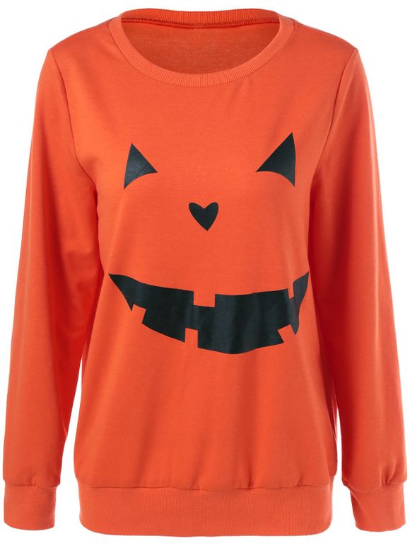 Sweat-shirt à imprimé Grimace d'Halloween - RAL2005 Orange Vif L