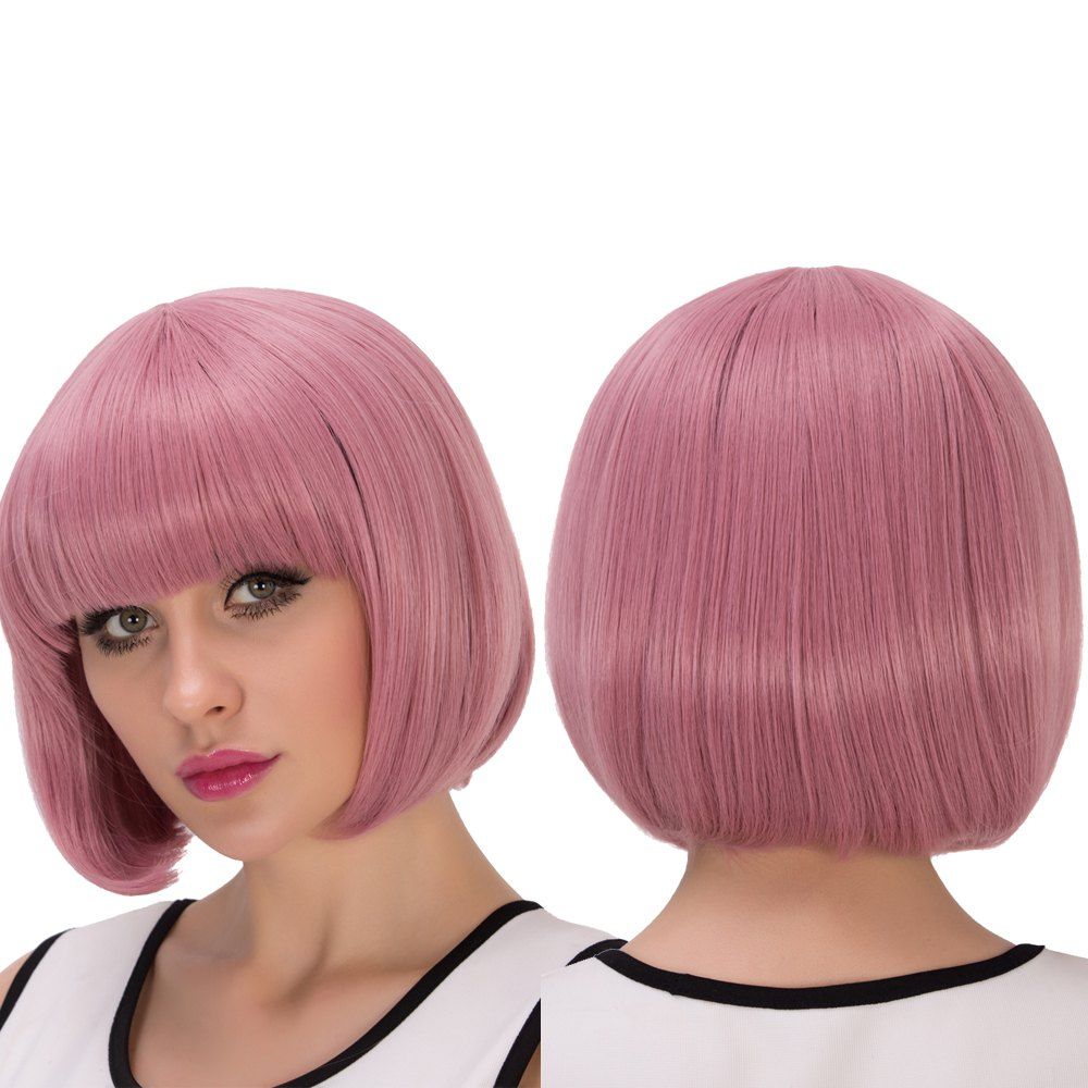 Short Full Bang Bob Haircut Fascinating Cosplay Synthetic Wig, LIGHT ...