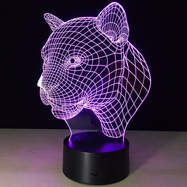 

Christmas Festival 3D Leopard Head Shape Touch Colorful Night Light, Transparent