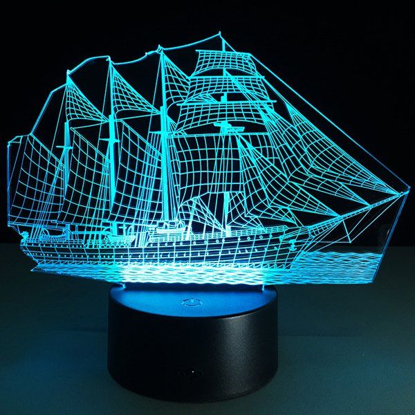 

Festival 3D Sailing Ship Shape Touch Colorful Night Light, Transparent