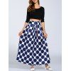 Taille haute à pois Jupe longue - Bleu Violet L