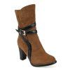 Square Toe Bottes Buckle Strap Agrémentée Suede cheville - Brun 40