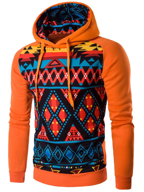 Geometric Sweatshirt à capuche Cartoon - Douce Orange XL