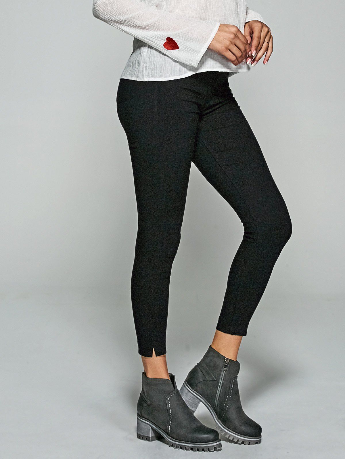 [41 OFF] 2020 Slit Skinny Leggings With Back Pockets In BLACK DressLily