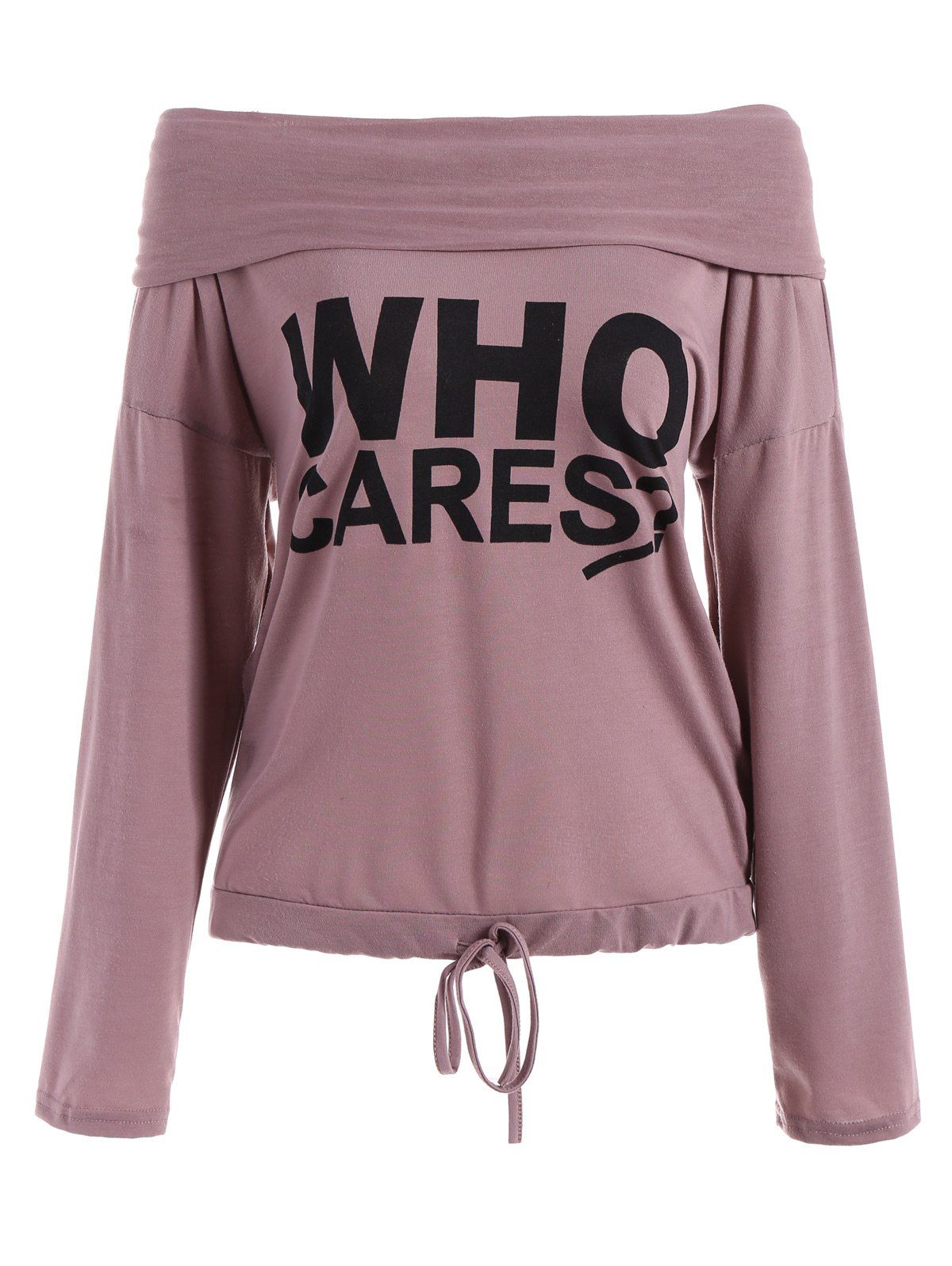 2018 Off The Shoulder Letter Loose T-Shirt PURPLE XL In Tops Online ...