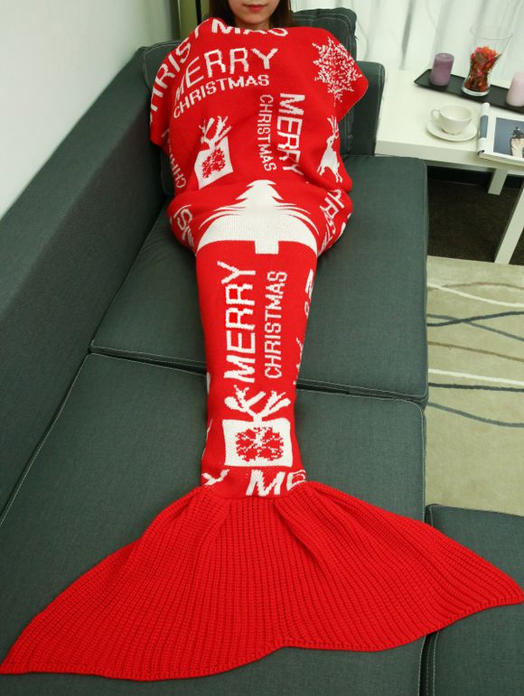 Joyeux Noël Snows Conception Sac de couchage Knitting Fish Tail Blanket - Rouge 