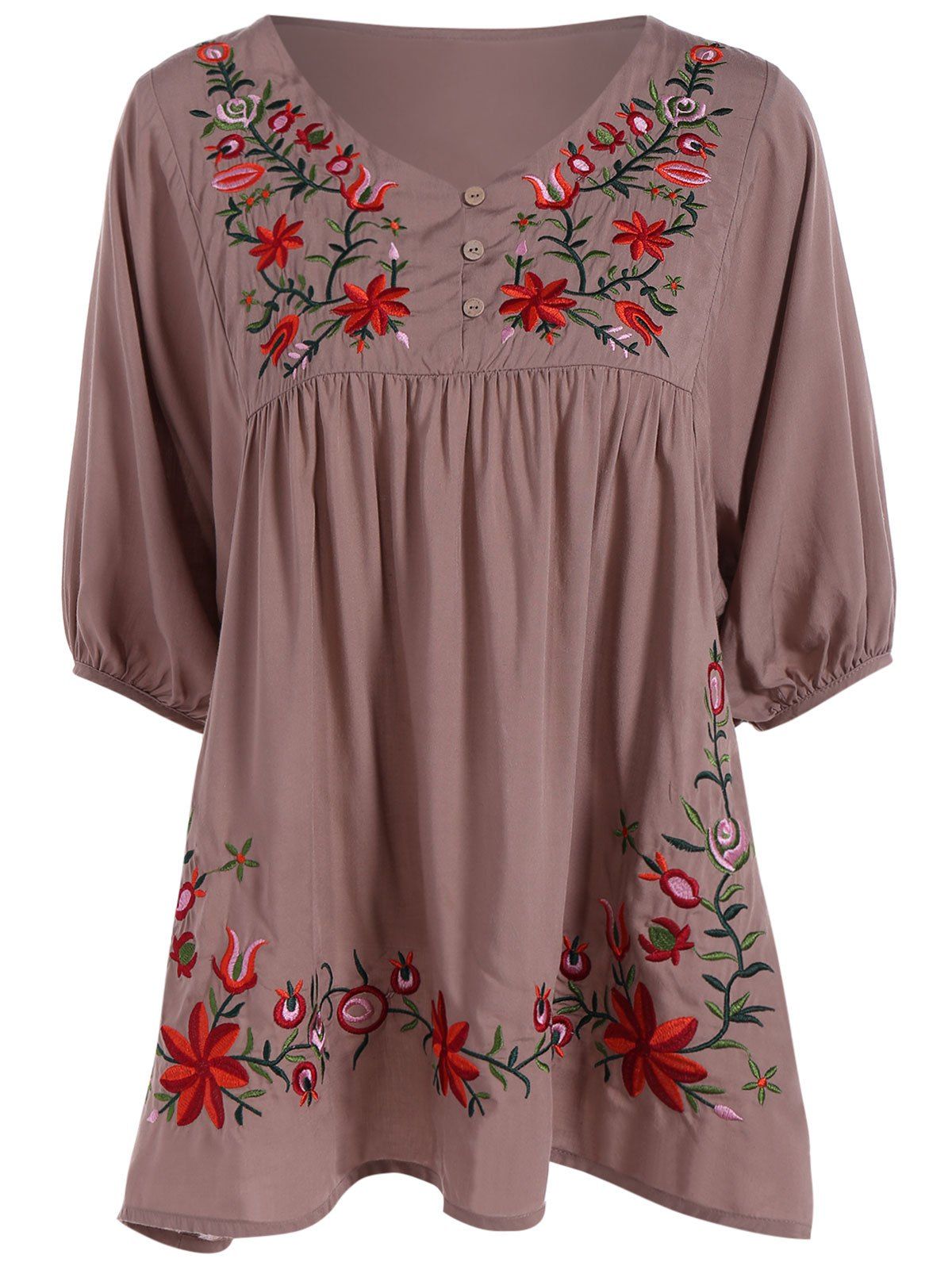 

Plus Size Embroidered Dress, Dun