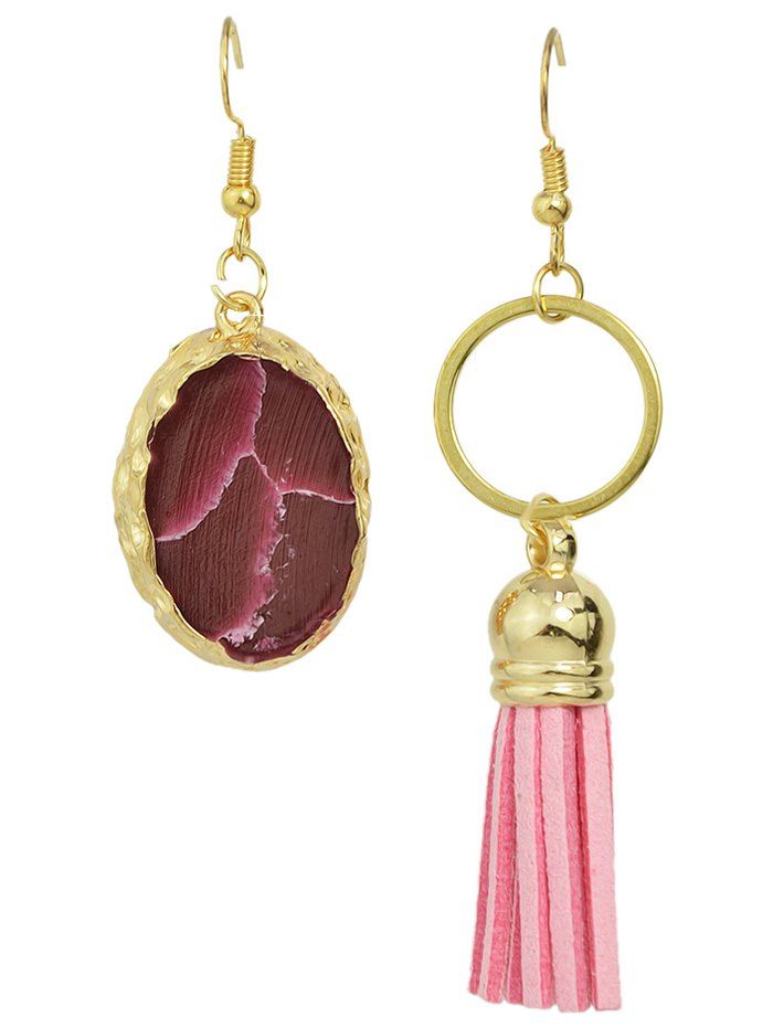 

Pair of Faux Stone Asymmetric Earrings, Golden