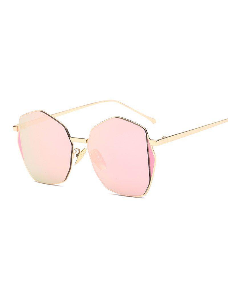 

Cool Triangle Embellished Irregular Mirrored Sunglasses, Pink