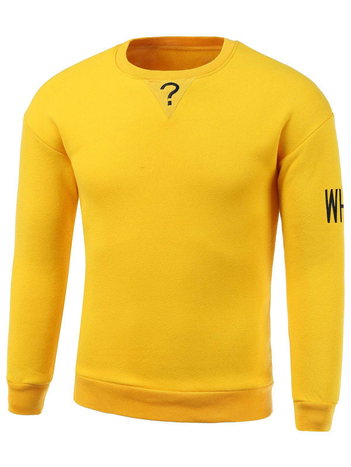 

Letters Embroidery Round Neck Long Sleeve Sweatshirt, Yellow