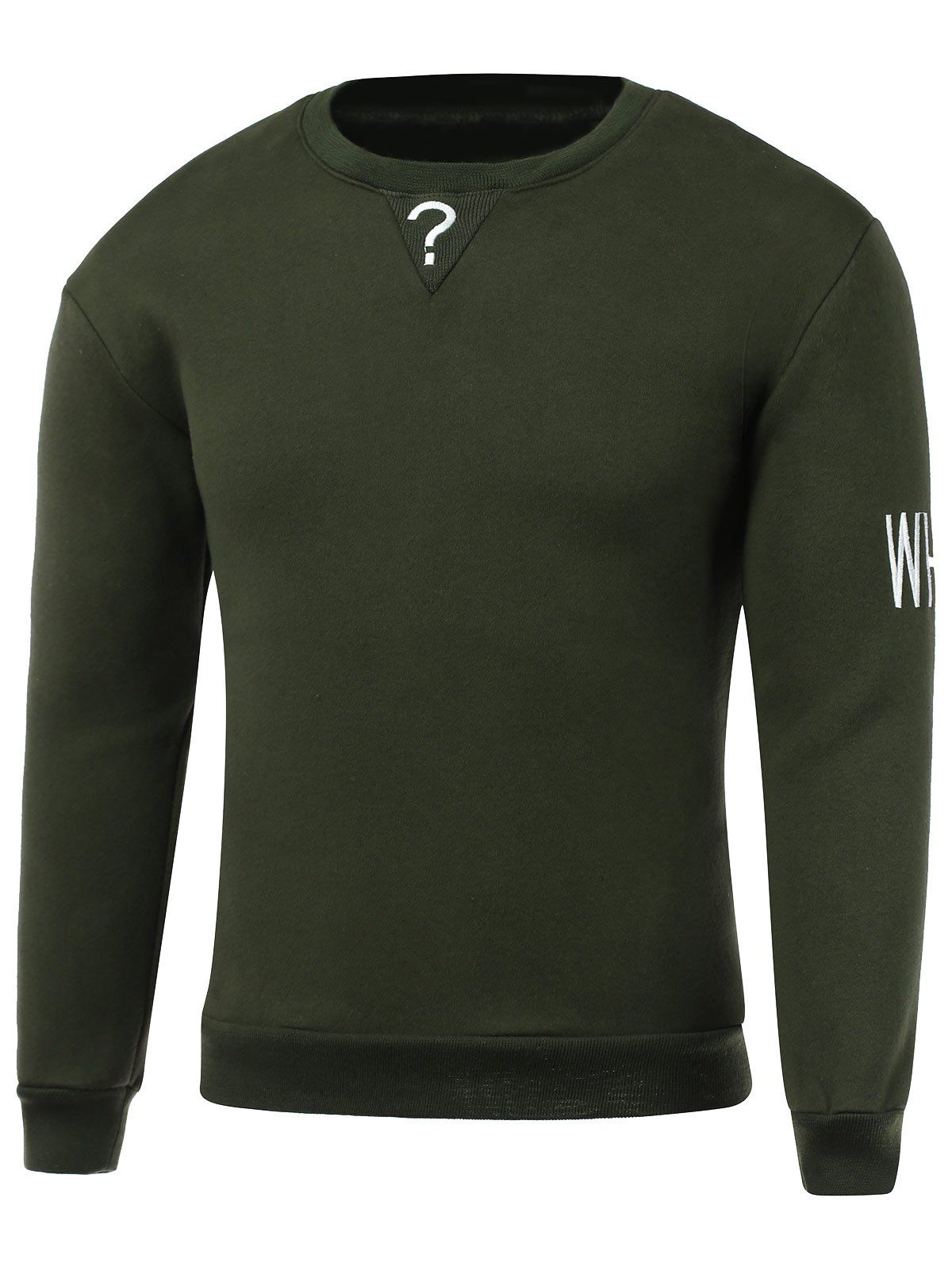 

Letters Embroidery Round Neck Long Sleeve Sweatshirt, Army green