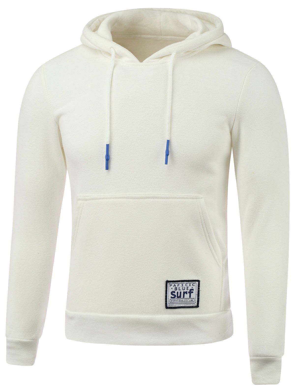 

Drawstring Applique Hooded Long Sleeve Hoodie, White
