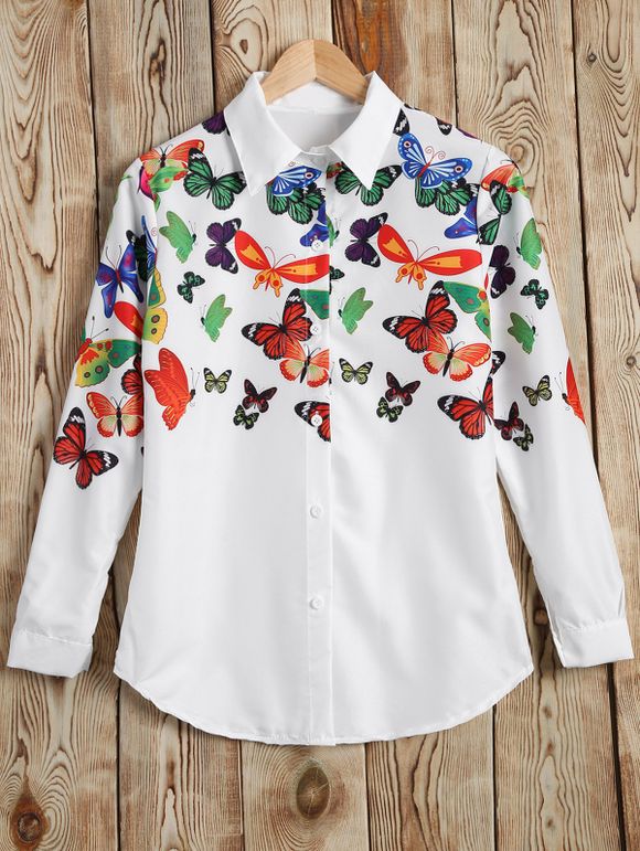 Papillon d'automne Print Shirt - Blanc S