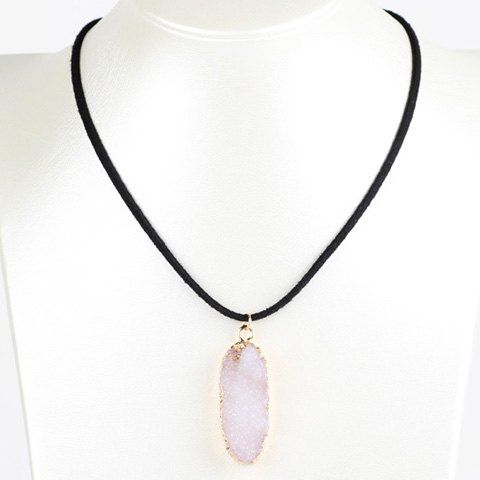 

Oval Natural Stone Embellished Necklace, White
