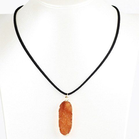 

Oval Natural Stone Embellished Necklace, Orange