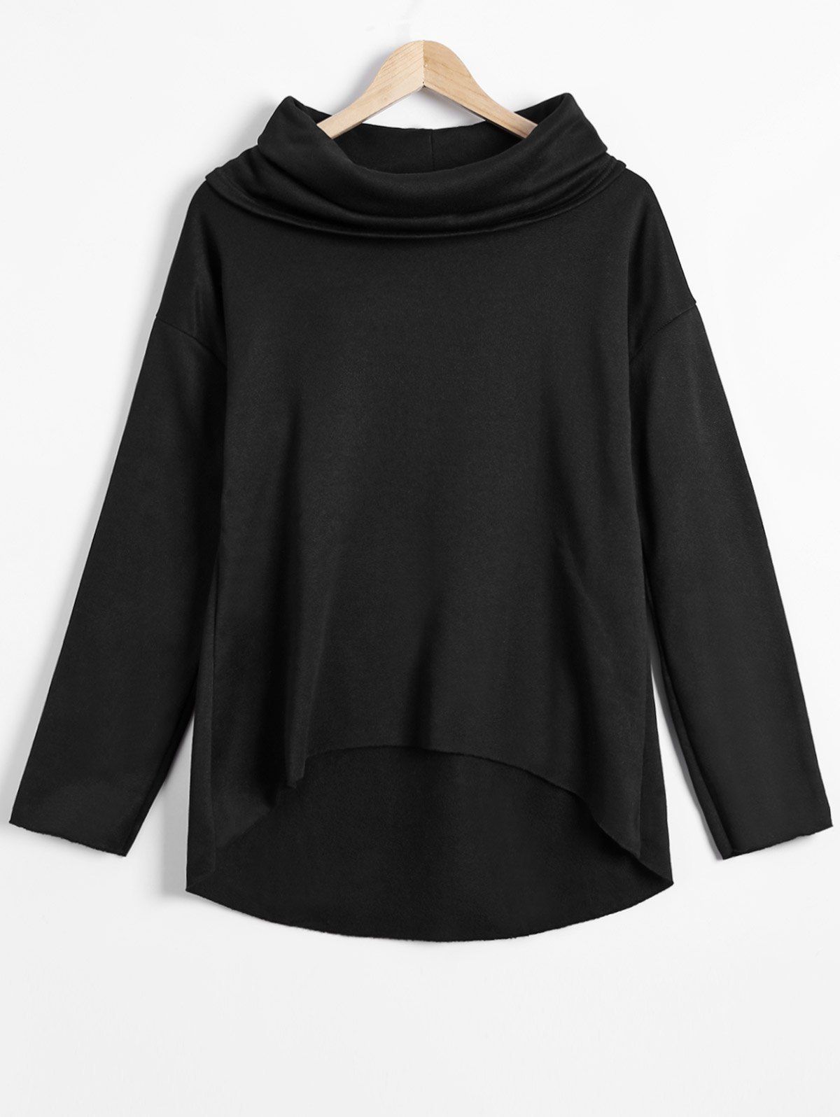 

Autumn Funnel Neck High Low T-Shirt, Black