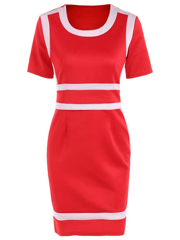 Color Block Slim Fit Dress - Rouge M